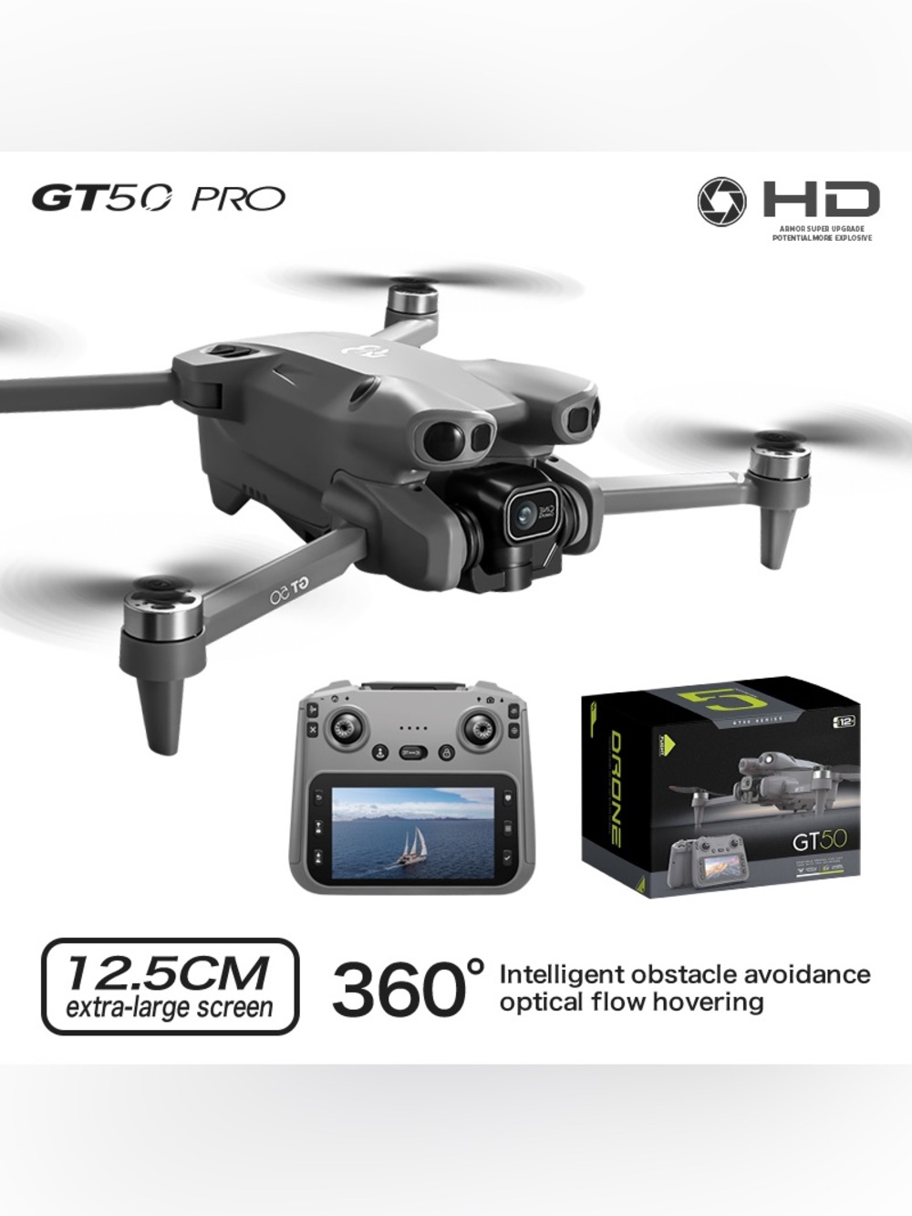 GT50 Foldable Drone with Dual Camera - Gray